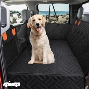 Dog Seat Cover for Trucks Back Seat Extender for Dog, Hard Bottom Back Seat Dog Hammock for Truck Dog Car Bed for F150, RAM1500, Silverado - Large Size