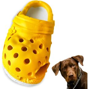Durable Rubber Slipper Dog Toy for Aggressive Chewers – Interactive Toy for All Breeds – Tough, Indestructible, and Ideal for Pet Training & Teeth Cleaning, Yellow