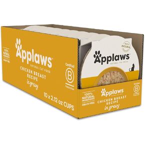 Applaws Natural Wet Cat Food, 10 Count, Limited Ingredient Cat Food Pots, Chicken Flakes in Gravy, 2.12oz Pots