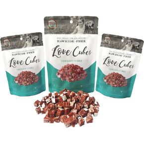 Rena's Recipe Love Cubes Chicken Square Treats for Training & Rewards (3 Pack)