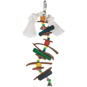 Living World Small Skewer with Wood Pegs, Beads, Leather Strips & Bell