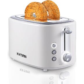 2 Slice Toaster,KOTAIN Stainless Steel Retro Toaster with 6 Bread Shade Settings, Bagel, Cancel, Defrost Function,Extra Wide Slot, Removable Crumb Tray, White