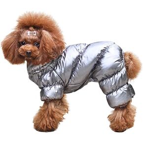 PET ARTIST Winter Puppy Dog Coats for Small Dogs,Cute Warm Fleece Padded Pet Clothes Apparel Clothing for Chihuahua Poodles French Bulldog Pomeranian Silver Chest:14’’