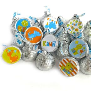 Birthday Boy Dinosaur Labels for Hershey's Kisses Chocolates by Adore By Nat - Candy Sticker Party Favors - Set of 240