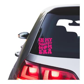 In My Hockey Mom Era Car Decal, Decal Vinyl Sticker, Cars Trucks Vans Walls Laptop Cup, Great Stocking Stuffer, Gift for Mom In Pink, WHite or Mint (White)