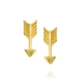 Gold Arrow Stud Earrings - Designer Handmade Simple Tiny Post Earrings
