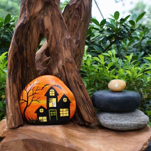 Haunted House hand painted rocks for indoor and outdoor use decor, Halloween Decorative, Large Size (4" x 5") in Saudi Arabia