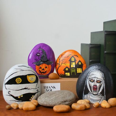 Haunted House hand painted rocks for indoor and outdoor use decor, Halloween Decorative, Large Size (4" x 5") in Saudi Arabia