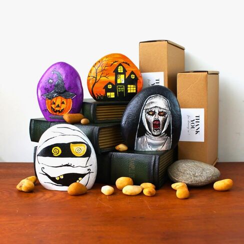 Haunted House hand painted rocks for indoor and outdoor use decor, Halloween Decorative, Large Size (4" x 5") in Saudi Arabia