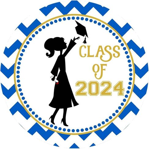 ملصقات ملصقات التخرج فئة 2024 من Adore By Nat - بطاقة ختم على شكل ظرف خريج للفتيات باللون الأزرق - مجموعة من 30 قطعة in Kuwait