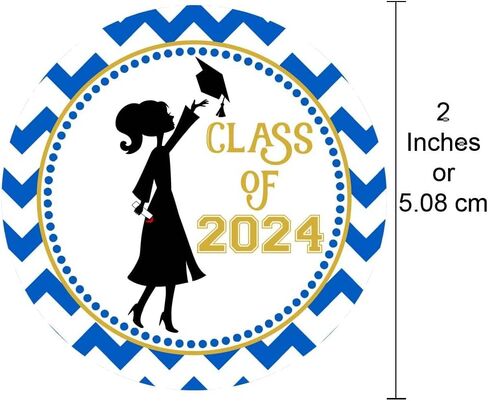 ملصقات ملصقات التخرج فئة 2024 من Adore By Nat - بطاقة ختم على شكل ظرف خريج للفتيات باللون الأزرق - مجموعة من 30 قطعة in Kuwait
