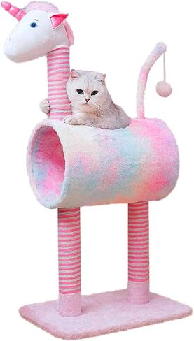 Tofern 41.3 inch Cat Tree Tower Unicorn Pink Cat Condos for Indoor Cats with Scratching Posts Plush Cute Kitten Activity Center Furniture Stable Large Cat Stand Climbing Tower Tall Pet Play House in Saudi Arabia