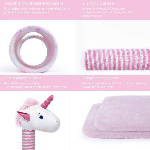 Tofern 41.3 inch Cat Tree Tower Unicorn Pink Cat Condos for Indoor Cats with Scratching Posts Plush Cute Kitten Activity Center Furniture Stable Large Cat Stand Climbing Tower Tall Pet Play House in Saudi Arabia