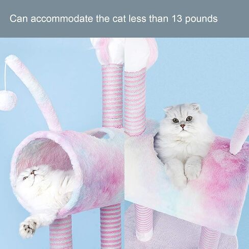 Tofern 41.3 inch Cat Tree Tower Unicorn Pink Cat Condos for Indoor Cats with Scratching Posts Plush Cute Kitten Activity Center Furniture Stable Large Cat Stand Climbing Tower Tall Pet Play House in Saudi Arabia