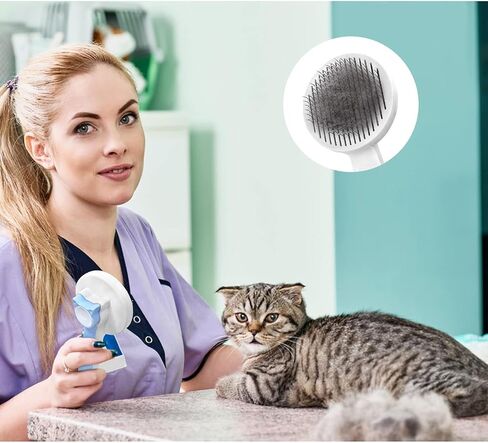 فرشاة العناية بالقطط، فرشاة فراء القطط، فرشاة شعر الحيوانات الأليفة، فرشاة العناية بالكلاب، فرش ملساء للكلاب، أداة تزيل الطبقة السفلية السائبة بلطف، فرشاة لتدليك الحيوانات الأليفة (رمادي) in Kuwait