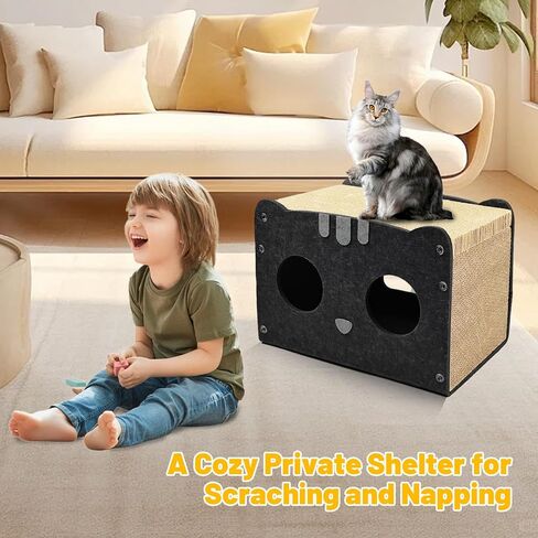 بيت القطط من الورق المقوى | صالة خدش القطط، بيت خدش القطط من الورق المقوى المموج مع 3 قطع من وسادات الخدش، عمود خدش للقطط مع فتحة للقطط الداخلية (15.5 بوصة طول × 9.6 بوصة عرض × 10.6 بوصة ارتفاع) in Kuwait
