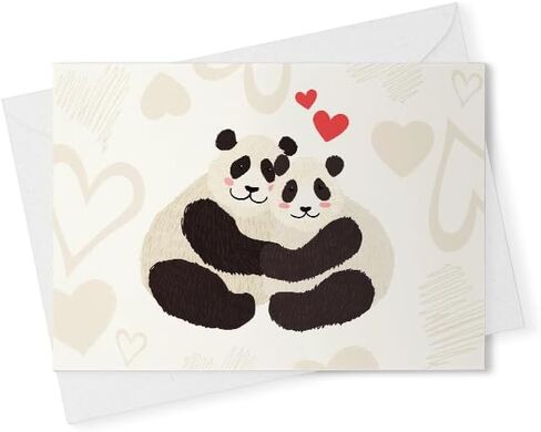 Cute Valentines Day Card Anniversary Card Birthday Card Husband Wife Boyfriend Girlfriend Romantic Love Panda Bear - love adore special [00520] in Saudi Arabia