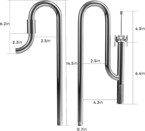 FZONE Aquarium Stainless Steel Skimmer Lily Pipes Inflow and Outflow with Spin Skimmer and Adjustable Rod for Aquarium Filter 5/8''(16/22mm) Tubing in Saudi Arabia