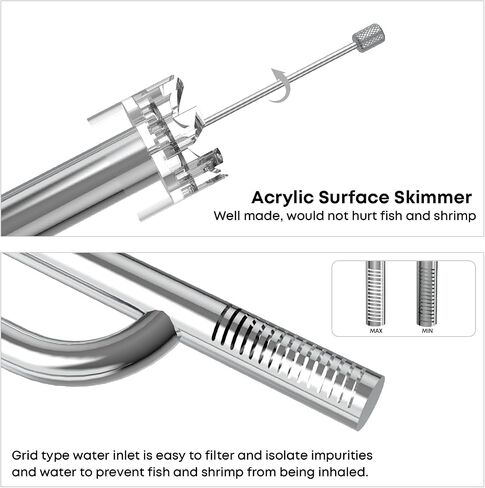 FZONE Aquarium Stainless Steel Skimmer Lily Pipes Inflow and Outflow with Spin Skimmer and Adjustable Rod for Aquarium Filter 5/8''(16/22mm) Tubing in Saudi Arabia