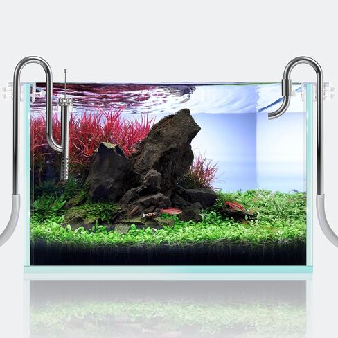 FZONE Aquarium Stainless Steel Skimmer Lily Pipes Inflow and Outflow with Spin Skimmer and Adjustable Rod for Aquarium Filter 5/8''(16/22mm) Tubing in Saudi Arabia
