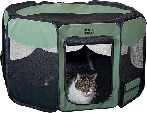 Pet Gear Travel Lite Portable Play Pen/Soft Crate with Removable Shade Top for Dogs/Cats/Rabbits, Easy-Fold + Built-in Stay Fold Band, Durable 600D Fabric, Indoor/Outdoor in Saudi Arabia