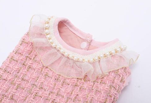 Elegant Dog Plaid Tulle Dress Puppy Skirts Cat Outfits Pet Winter Apparel Clothes for Small Medium Dogs Girl Costume Doggie Birthday Wedding Party Gown (Pink, XL) in Saudi Arabia