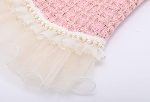 Elegant Dog Plaid Tulle Dress Puppy Skirts Cat Outfits Pet Winter Apparel Clothes for Small Medium Dogs Girl Costume Doggie Birthday Wedding Party Gown (Pink, XL) in Saudi Arabia