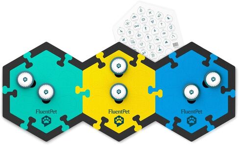 FluentPet Speak Up Get Started Kit with Clearer Upward-Facing Sound - 6 Recordable Buttons w/Pre-Installed Batteries, 3 HexTile Button Mats, & 32 Edge Pieces | Training Dog & Cat Communication Buttons in Saudi Arabia