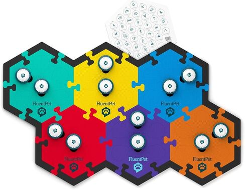 FluentPet Speak Up Get Started Kit with Clearer Upward-Facing Sound - 6 Recordable Buttons w/Pre-Installed Batteries, 3 HexTile Button Mats, & 32 Edge Pieces | Training Dog & Cat Communication Buttons in Saudi Arabia