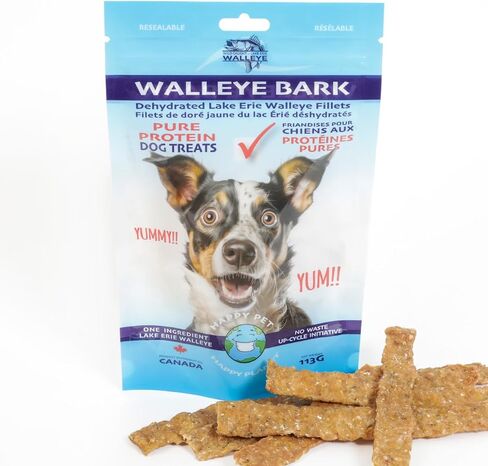 Walleye Bark Pet Treats for Dogs & Cats – Single Ingredient Dehydrated Fish Snack, Sustainably Sourced, Grain-Free, High Protein, No Additives, Natural Omega-3, Supports Healthy Skin & Coat, 4oz Bag in Saudi Arabia