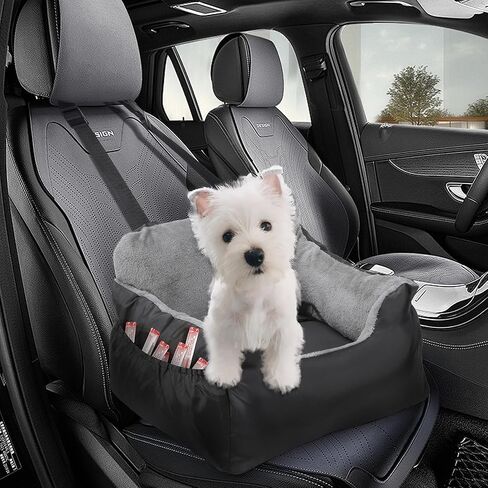 Dog Booster Car Seat - Comfortable & Portable Pet Car Seat for Small Dogs Under 25lbs, Easy Install Travel Booster Seat with Safety Belt - Puppy Car Booster, Machine Washable,Black in Saudi Arabia