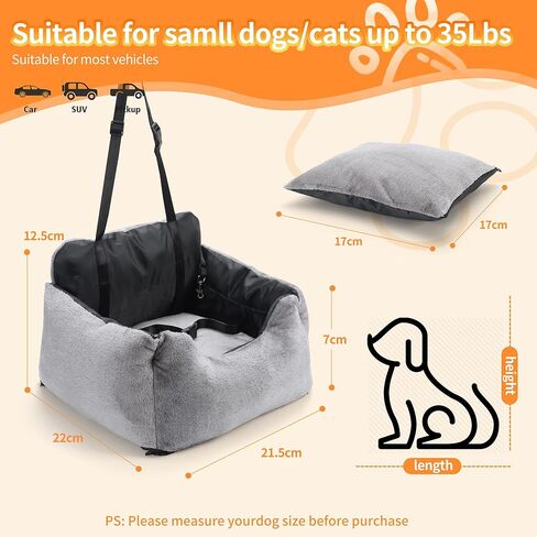 Dog Booster Car Seat - Comfortable & Portable Pet Car Seat for Small Dogs Under 25lbs, Easy Install Travel Booster Seat with Safety Belt - Puppy Car Booster, Machine Washable,Black in Saudi Arabia