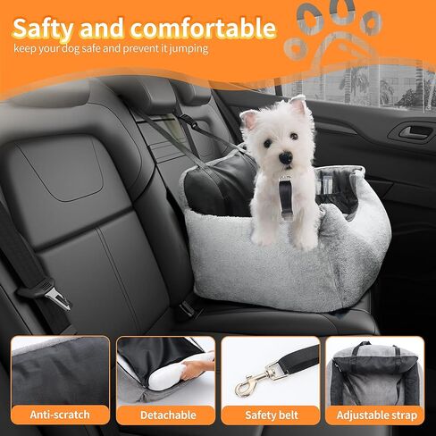 Dog Booster Car Seat - Comfortable & Portable Pet Car Seat for Small Dogs Under 25lbs, Easy Install Travel Booster Seat with Safety Belt - Puppy Car Booster, Machine Washable,Black in Saudi Arabia