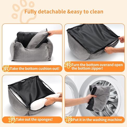Dog Booster Car Seat - Comfortable & Portable Pet Car Seat for Small Dogs Under 25lbs, Easy Install Travel Booster Seat with Safety Belt - Puppy Car Booster, Machine Washable,Black in Saudi Arabia