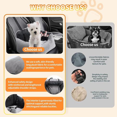 Dog Booster Car Seat - Comfortable & Portable Pet Car Seat for Small Dogs Under 25lbs, Easy Install Travel Booster Seat with Safety Belt - Puppy Car Booster, Machine Washable,Black in Saudi Arabia