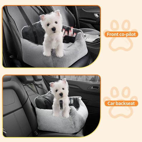 Dog Booster Car Seat - Comfortable & Portable Pet Car Seat for Small Dogs Under 25lbs, Easy Install Travel Booster Seat with Safety Belt - Puppy Car Booster, Machine Washable,Black in Saudi Arabia