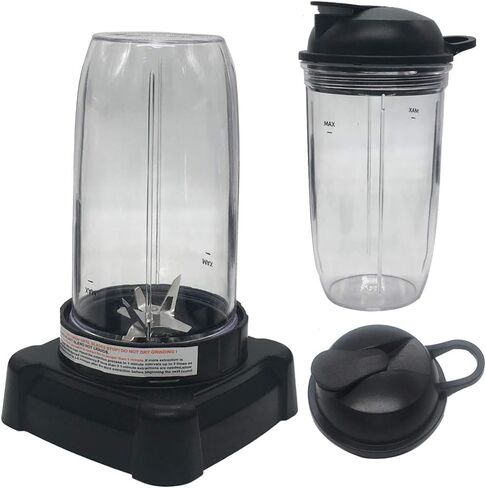 تحديث شفرات الاستخلاص وكوب 24 أونصة/32 أونصة مع غطاء، متوافق مع خلاط نظام مطبخ نينجا ميجا BL770A 30/ BL770 30/BL773CO 30/BL771 30/BL772 30/BL780 30 (كوب 24 أونصة*1 + كوب 32 أونصة *1) in Kuwait