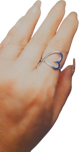 Sterling Silver Heart Thumb Ring, Sterling Silver Heart Ring, Heart Ring For Women, Open Heart Ring, heart thumb ring, Valentines (8) in Saudi Arabia