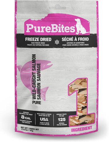 PureBites Salmon Freeze Dried Dog Treats, 1 Ingredient, Made in USA, 2.47oz in Saudi Arabia