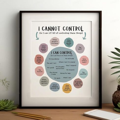 What I Can And Cannot Control Wall Art, Therapy Office Decor, Things I Can Control Poster, Mindful Room Decor, School Psychologist Office, Classroom Wall Decor, Psychology Gift (11x14 inches) in Saudi Arabia