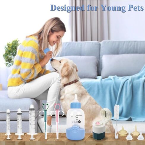 Nursing Bottle Kit, Includes Puppy and Kitten Bottle, Solid Pet Pill Shooters, Liquid Syringes and Pill Grinder, for Feeding Small Pets That Need Hand Feeding Milk, Water and Pills, Easy and Durable in Kuwait