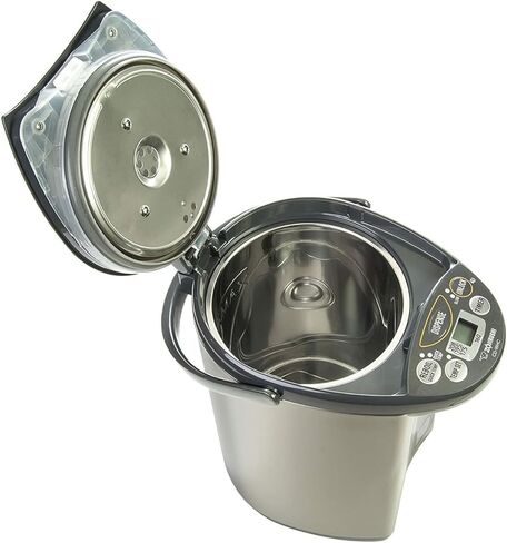 غلاية مياه وسخان مياه Zojirushi CD-WHC40 Micom (135 أونصة، رمادي مقاوم للصدأ) حزمة مع منظف الحاوية الداخلية للأواني الكهربائية CD-K03EJU (4 عبوات) وحزمة أكواب من الفولاذ المقاوم للصدأ (3 قطع) in Kuwait