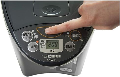 غلاية مياه وسخان مياه Zojirushi CD-WHC40 Micom (135 أونصة، رمادي مقاوم للصدأ) حزمة مع منظف الحاوية الداخلية للأواني الكهربائية CD-K03EJU (4 عبوات) وحزمة أكواب من الفولاذ المقاوم للصدأ (3 قطع) in Kuwait