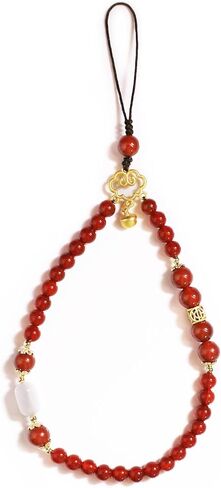 KS-WORKSHOP Handmade Mobile phone rope Phone Strap Charm For Women 8MM&6MM Red Agate Beads Quality Natural Stone perfect Valentine's Gift Birthday Present in Saudi Arabia