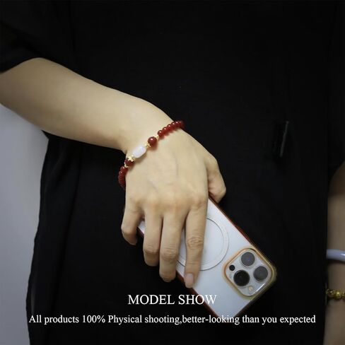 KS-WORKSHOP Handmade Mobile phone rope Phone Strap Charm For Women 8MM&6MM Red Agate Beads Quality Natural Stone perfect Valentine's Gift Birthday Present in Saudi Arabia