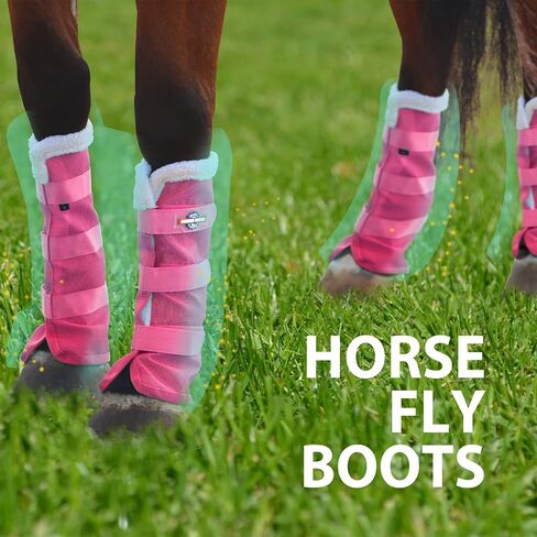 حذاء Harrison Howard Horse Fly للحماية الصيفية مع زخرفة من الصوف لمنع الاحتكاك، مجموعة من 4 قطع من واقيات الساق الشبكية المريحة والتهوية، باللون الأزرق الداكن L in Saudi Arabia