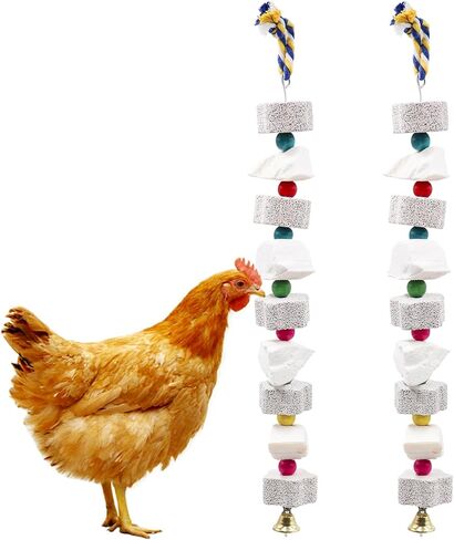 عبوتان من لعبة مضغ الدجاج الكبيرة، منقار الفرخ يطحن حجر الكالسيوم مع أجراس، ملحقات قفص الدجاج، ألعاب قفص للكوكاتيل والببغاء والببغاء والفئران والهامستر والأرنب الرمادي الأفريقي in Kuwait