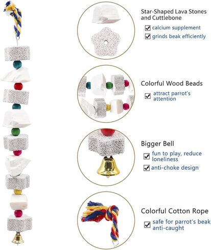 عبوتان من لعبة مضغ الدجاج الكبيرة، منقار الفرخ يطحن حجر الكالسيوم مع أجراس، ملحقات قفص الدجاج، ألعاب قفص للكوكاتيل والببغاء والببغاء والفئران والهامستر والأرنب الرمادي الأفريقي in Kuwait