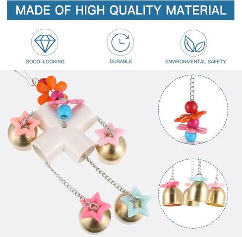 Beavorty Parrot Chewing Toy Bird Bell Toy Bird Cage Bell Toy Bird Bells Toy Developmental Toys Chew Toys Hanging Parrot Toys Hanging Bird Toy Puzzle Toy Stainless Steel Spoon Pet in Saudi Arabia