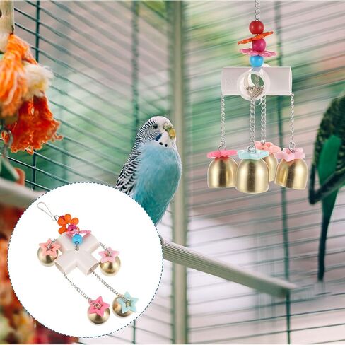 Beavorty Parrot Chewing Toy Bird Bell Toy Bird Cage Bell Toy Bird Bells Toy Developmental Toys Chew Toys Hanging Parrot Toys Hanging Bird Toy Puzzle Toy Stainless Steel Spoon Pet in Saudi Arabia